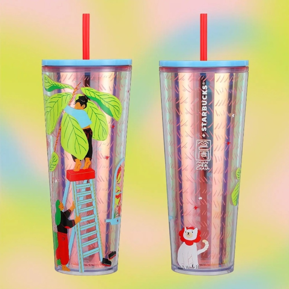 NEW NWT Starbucks 2024 Monyee Chau Tropical 24 Oz Cold Tumbler Cup Pride